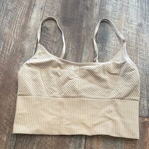 PINK Victoria's Secret Ribbed Crop Bralette in Beige